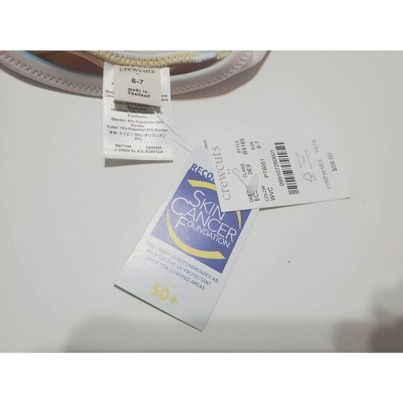 Crewcuts Girls Pastel Striped UPF 50 Bikini Top NWT Size 6/7 - Picture 3 of 5